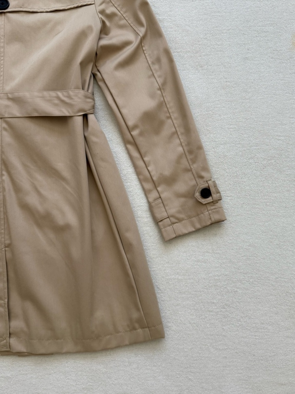 Tan Double Breasted Trench Coat Water Repellent Belted Size Small NWT Classic - Picture 7 of 13